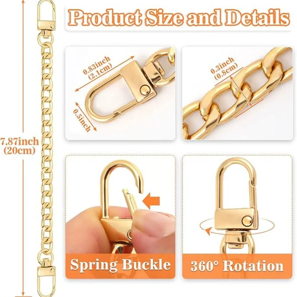 NWT Purse Strap Extender, Gold Belt Chain, Short Chain for Purse, Purse Extender - Picture 3 of 5